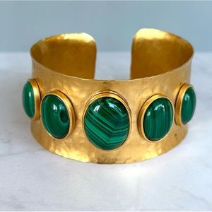NEW Cleopatra Malachite 22K Gold Cuff Bracelet